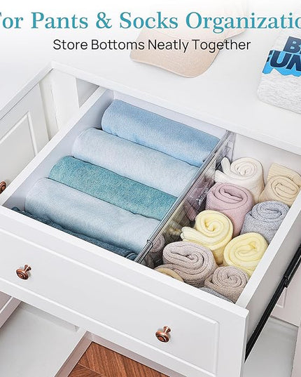 Vtopmart 8 Pack 6" Tall Upgrade Drawer Dividers for Big and Deep Drawer, 12.8"-22.3" Adjustable Expandable Dresser Drawer Organizer, Clear Plastic Separators for Dresser, Baby Supplies, Kitchenware