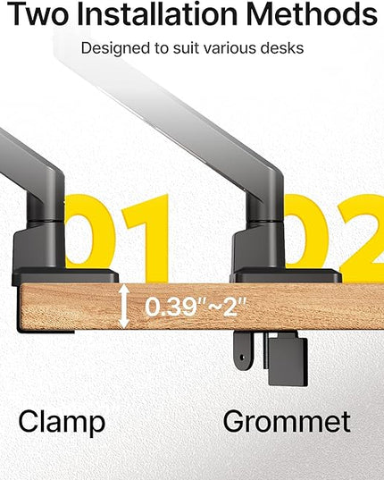 monTEK Single Monitor Arm with USB for Max 45 Inch Ultrawide Screens Adjustable Monitor Desk Mount Holds 35 Lbs Cable Management with C Clamp/Grommet Desk Mount, VESA 75/100mm, MA1007UCBK