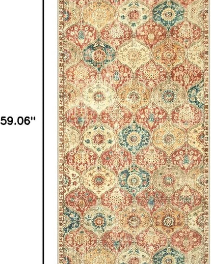 Lahome Moroccan Trellis Hallway Rug, 2x5 Washable Runner Rug Non Slip Kitchen Runners for Hallways, Ultra-Thin Vintage Carpet for Bedroom Bathroom Entryway, Red/Orange
