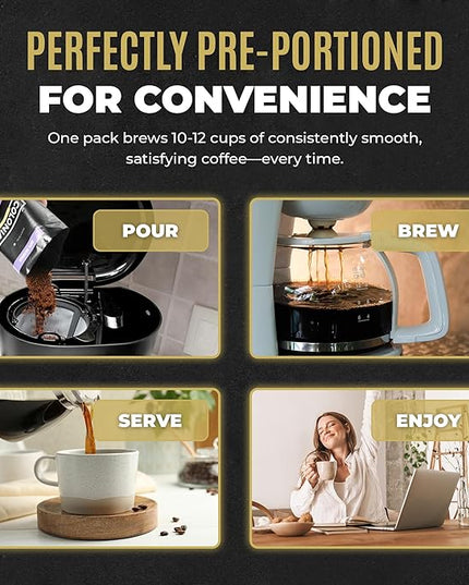 Colonial Coffee 32 Count Single Pot Coffee Packets – 100% Arabica Breakfast Blend Medium Roast | Pre-Measured Frac Packs for 12 Cup Maker | Bulk Ground Gourmet Coffee for Home & Office