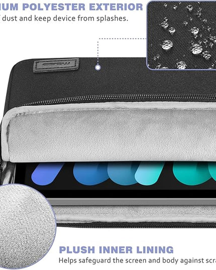 MoKo 9-11 Inch Tablet Sleeve Bag - Carrying Case for iPad Pro M4/Air M2/5/4/3, iPad 10th/9/8/7, Tab S8/S9, Black