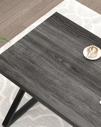 FOLUBAN Modern Home Office Desk, Rustic Wood and Metal Computer Desk, Writing Study Gaming Table PC Desks for Living Room Bedroom, Industrial Dark Gray, 53 inch