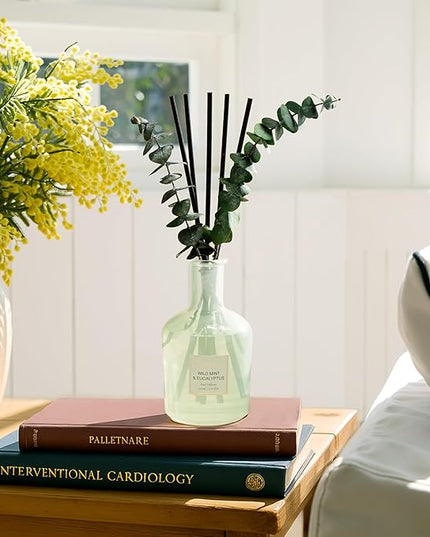 COCORRÍNA Eucalyptus & Wild Mint Reed Diffuser – 6.76 oz Essential Oil with Sticks & Dried Eucalyptus, Home Fragrance for Bedroom or Bathroom Décor