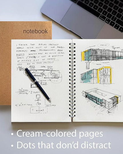 le vent 2-Pack A4 Dot Grid Spiral Notebooks - 8.5 x 11 Dotted Journals with 200 Pages of Premium 100gsm Thick Ink-Proof Paper - Large Bullet Journal for Writing, Sketching, and Work