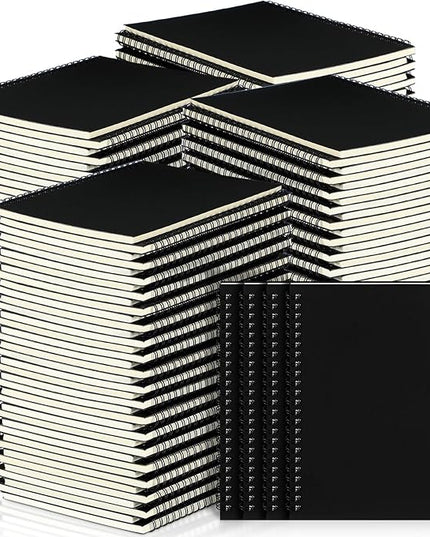 Yahenda Spiral Notebook Bulk A5 Journal Lined 8.3'' x 5.5'' Writing Composition Paper Small Notepad Subject Notebook for Students Office Business Back to School Supplies(Black,72 Pcs)