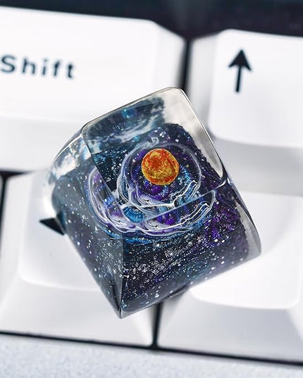 Sun Solar System Planet Celestial Artisan Keycap R1 SA Profile Custom Galaxy Universe Keycaps 1U ESC Handmade Gaming Resin Key Cap Cherry MX Switch Compatible Mechanical Keyboard Space Lover Gift