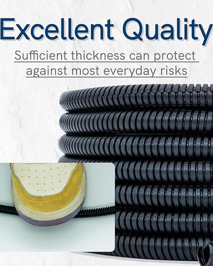 30ft - 1/4 inch (AD10) Flame Retardant Split Wire Loom Tubing - Sleeves for Electric Cables, Flexible Wire Covers Cord Protectors - Black