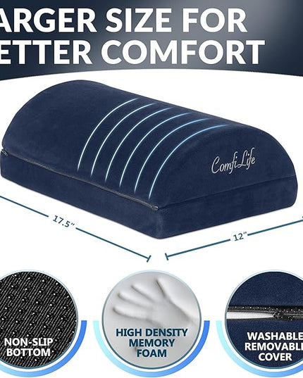 ComfiLife Foot Rest for Under Desk at Work – Adjustable Height Memory Foam Foot Stool for Under Desk, Office Chair & Gaming Chair – Ergonomic Footrest for Back & Hip Pain Relief (Navy)