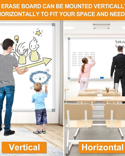 H-Qprobd Large White Board Dry Erase Board for Wall 72"X40" Magnetic Whiteboard with Long Pen Tray, Presentation Dry Erase Boards for Office, Classroom, School, Home