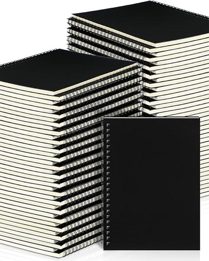 Yahenda Spiral Notebook Bulk A5 Journal Lined 8.3'' x 5.5'' Writing Composition Paper Small Notepad Subject Notebook for Students Office Business Back to School Supplies(Black,54 Pcs)