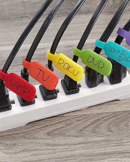 Wrap-It Storage Cable Management Value Pack - 40 Self-Gripping Cable Ties, 20 Cable Labels, 12ft Perforated Self-Gripping Roll - For Home, Office, Desk, Wire, Cable Wrap, Cord Management Organization