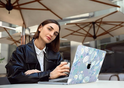 DONGKE for M4 MacBook Air 13.6 Inch Case 2025 2024 2023 2022 Model A3240 A3113 A2681 M3 M2 Chip, Plastic Hard Shell Case Cover with Touch ID for MacBook Air 13 Inch M4 - Sea Shells