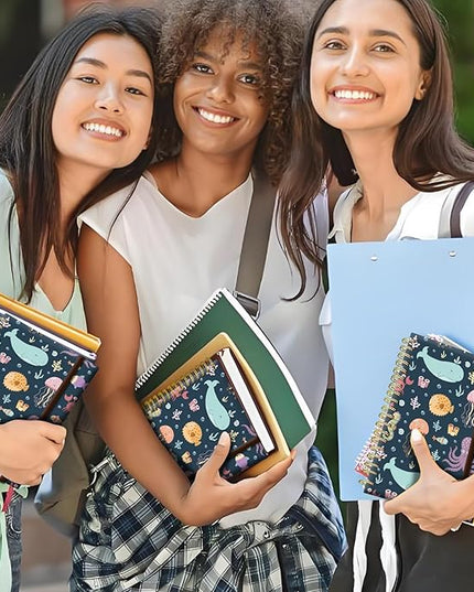 Cute Spiral Journal Notebook,A5 Hardcover Lined Journals for Women Girl 6 x 8.3 in,120 Pages Thick Paper,Cute College Ruled Writing Notebook for Gifts Office Work School (Cute Whale jellyfish)
