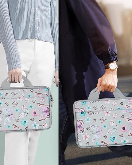 Hseok Laptop Case 13.3-14 inch Briefcase Handbag, Water-Resistant and Shockproof Computer Sleeve Compatible with MacBook Pro 14", Mac Air/Pro 13.3" and 13"-14" Notebooks Chromebooks,Butterfly