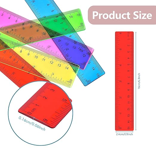 30Pcs 6 Inch Rulers with Inches and Centimeters in Bulk，Plastic Ruler in Assorted Colors, Clear Ruler, Transparent Rulers Bulk for Students Back to School Office Supplies(30Pcs)