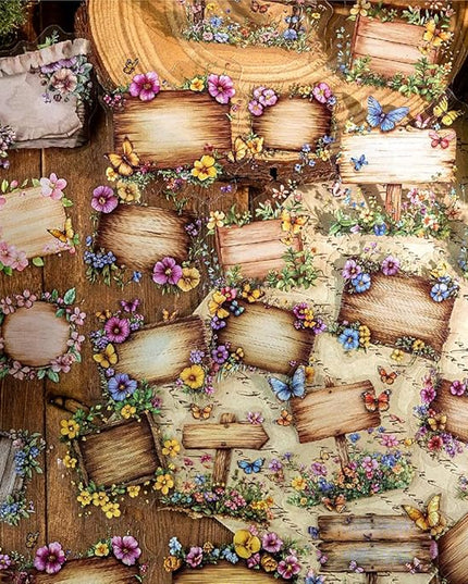 240 Sheets Retro Wood Road Sign Stickers for Journaling, 6 Pack Assorted Designs Decorative Transparent PET Stickers for Scrapbooking, Junk Journals, Collage, DIY Crafts Arts