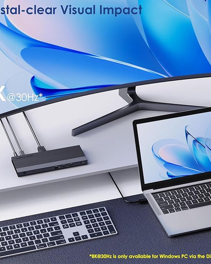 WAVLINK USB C Docking Station Triple Display Dual Monitor, USB Type C to Dual HDMI Dock, 2 HDMI, DisplayPort, 100W PD3.0 for Laptop, Ethernet, 4 USB 3.0, 2 USB C, Audio