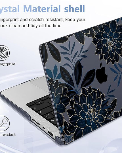 May Chen Case for MacBook Pro 14 inch, Models A2442 A2779 A2918 A2992 A3401 A3185 A3112 A3434, M1 M2 M3 M4 M5 Chip (2021-2025 Release), Plastic Hard Shell Case with Keyboard Cover, Luxury Dahlia