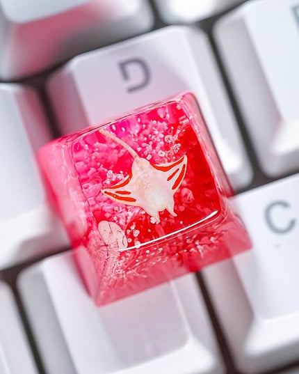 Manta Ray Artisan Keycap Vibrant Pink Ocean Coral R1 SA Profile Custom Sea Creatures Keycaps 1U ESC Handmade Gaming Resin Key Cap Cherry MX Switch Compatible Mechanical Keyboard Manta Ray Lover Gift