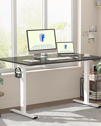 FLEXISPOT EN1 One-Piece Standing Desk with 1-Inch Thick Seamless Desktop, 48"x24" Electric Height Adjustable Desk for Home Office, Multi-Monitor Setups & Easy Assembly, Black