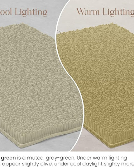 MAYSHINE Plush Shaggy Chenille Bath Mat | Extra Soft, Super Absorbent, Non-Slip Bathroom Rug | Fluffy Microfiber, Area Rug Sets for Bathroom Floor, Kitchen, Living Room | 39"x24" | Sage Green
