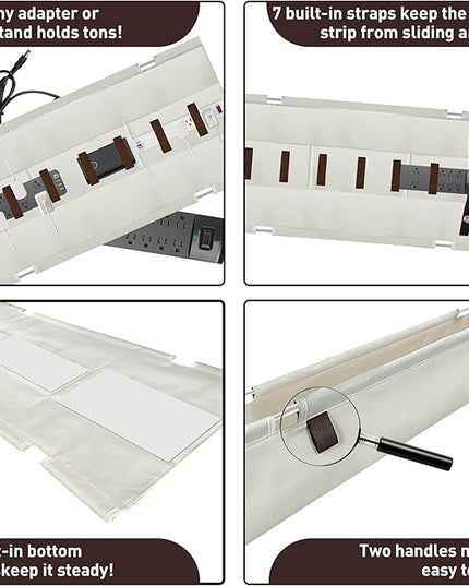 [Upgraded] Under Desk Cable Management, 48" Cord Organizer, with Silicone Pads (No Scratch!), 16 Cable Ties, Washable PE Honeycomb Base,Fits Any Desk 0-2.1", No Stinky Cardboard!Beige