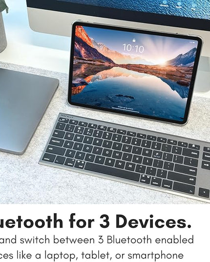 Macally Wireless Bluetooth Keyboard for Mac - Compatible Apple Keyboard or MacBook Pro/Air, iMac - Multi-Device, Up to 3 Devices with 110 Keys, 20 Shortcuts, Numeric Keypad, and Rechargeable