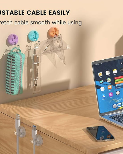 IFNOW Magnetic Cable Clips for Nightstand Self Adhesive Cord Holder Adjustable Clip for Desk, Nightstand, Phone Charger, Computer, Home, Office, Car (Mixed Colors-New, 6PCS)