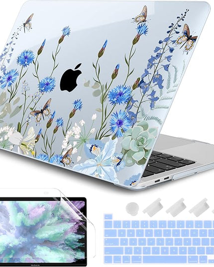 DONGKE Compatible with MacBook Pro 13 inch Case 2024 2023-2020 Release A2338 M2/M1 A2251 A2289 with Retina Display & Touch ID, Plastic Hard Shell & Keyboard Cover & Screen Film - Paradise Nature