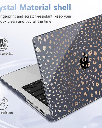 May Chen Case for MacBook Pro 14 inch, Models A2442 A2779 A2918 A2992 A3401 A3185 A3112 A3434, M1 M2 M3 M4 M5 Chip (2021-2025 Release), Plastic Hard Shell Case with Keyboard Cover, Leopard Print