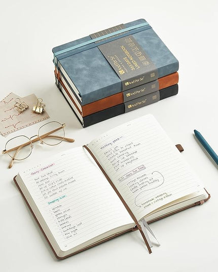 &And Per Se Lined Journal Notebook, 365 Pages, A5, 5.7'' x 8'' 100GSM Thick Paper, Journals for Writing, Hardcover Notebooks for Women Men (Brown)