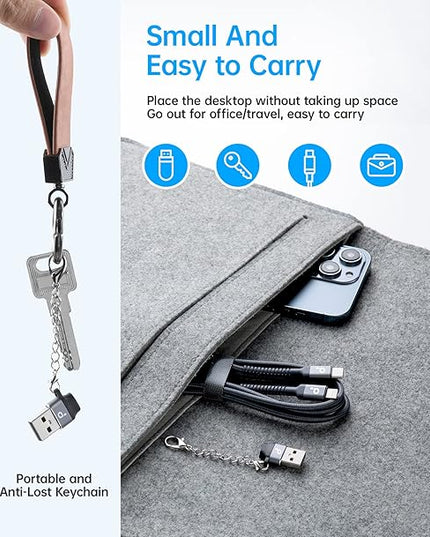 USB Type C to Lightning Cable Fast Charging, [Apple MFi Certified] 2Pack 6ft iPhone Charger Cable Compatible with iPhone 14/13/12/11 Pro Max and USB C Female to USB A Male Adapter with Keychain