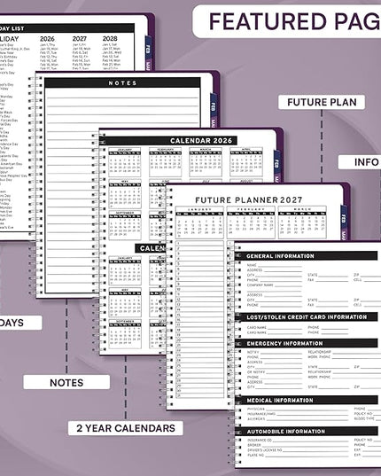 Ensight 2026 Appointment Book and Planner 8.5" x 11" Large Hourly Weekly Daily Schedule Book with Tabs, 15 Minute Time Slots, Purple Calendar Organizer Jan 2026–Dec 2026 Appointment Planner - Purple