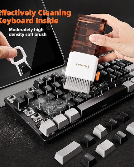 Laptop Screen Keyboard Cleaner Kit, All in 1 Electronics Cleaning Tool for MacBook iPad iPhone Pro Cell Phone, Brush Tool for Tablet, Computer, PC Monitor,TV Camera Lens with Patent, Brown