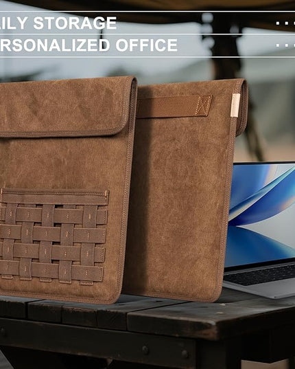 Gexmil Laptop Sleeve 14 Inch Compatible with MacBook Pro M4/M3/M2/M1 Pro/Max,Protective Laptop Travel Case, Slim Portable Carrying Bag with Accessory Pocket, Brown