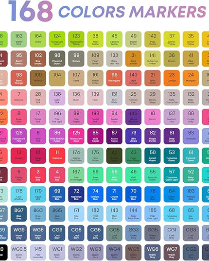 Taotree Alcohol Markers Set 168 Colors with Case & Holders, Dual Tips Art Coloring Markers Pens, Chisel & Fine Sketch Pens Art Supplies for Artist Adult Coloring Books Drawing, Painting, Sketching