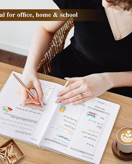 Lanpn Undated Daily Planner Hourly Schedule Notebook, 196 Pages 2 Page per Day To Do List Notebook Notepad Appointment Work Planner, Hardcover Daily Journal Organizer Book For Women 7.7" x 9.3" Green