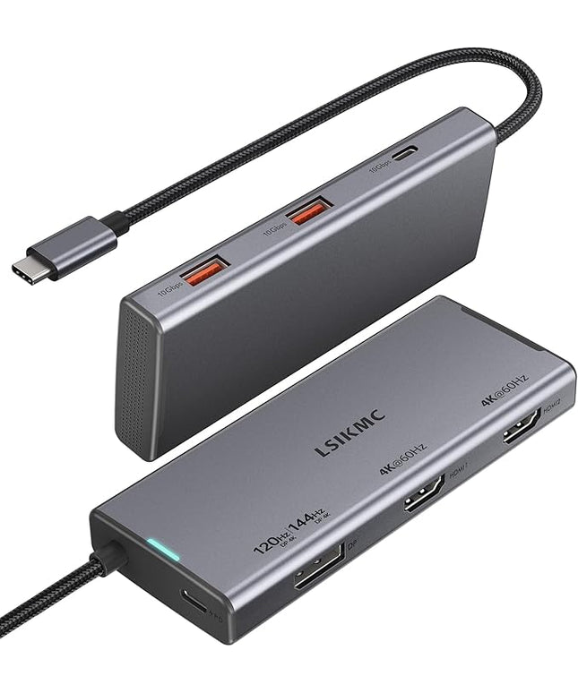 USB C Docking Station Dual Monitor 7 in 1 Laptop Docking Station Triple Monitors for DELL HP Lenovo,USBC Hub Multiport Adapter Dongle with 2HDMI 4K+8k DisplayPort+2*USB-A+1USB-C+USB-C Charging 100w