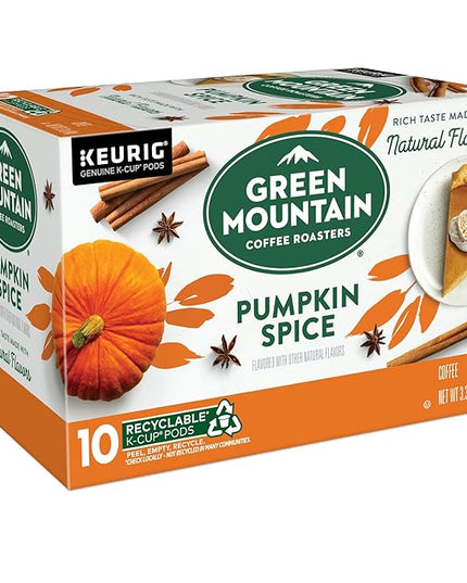 Green Mountain Coffee Roasters Pumpkin Spice, Keurig Single-Serve K-Cup Pods, Light Roast Coffee, 60 Count (6 Packs of 10)