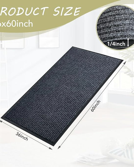 Front Door Mat,3'x5'Indoor Outdoor Door Mat,Heavy Duty Durable Welcome,Commercial Floor Mats Inside Outside Entrance, Waterproof All-Season, All-Weather Non Slip Backing Doormat for Entryway,Black