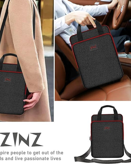 ZINZ 12.3-13 Inch Travel Laptop Shoulder Bag with Expandable Compartment and Valuables Compartment -Black-Wine edge