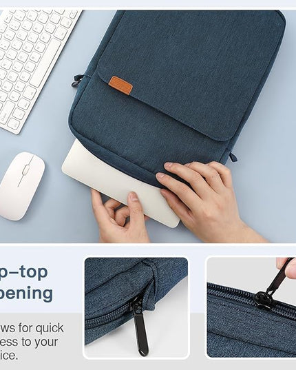 MoKo 15 Inch Laptop Sleeve Bag Fits MacBook Air 15" M2 2023, MacBook Pro 14" M2 2023, Galaxy Tab S9 Utra 14.6" 2023, Handle Carrying Case with Shoulder Strap, Indigo