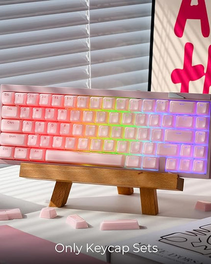 XVX Pink Jelly Keycaps for Mechanical Keyboard, Cute Crystal Keyboard Keycaps, Shine Through Keycap Set Compatible with 61/68/84/87/98/100 ANSI and ISO Layout MX Switches Mechanical Keyboard