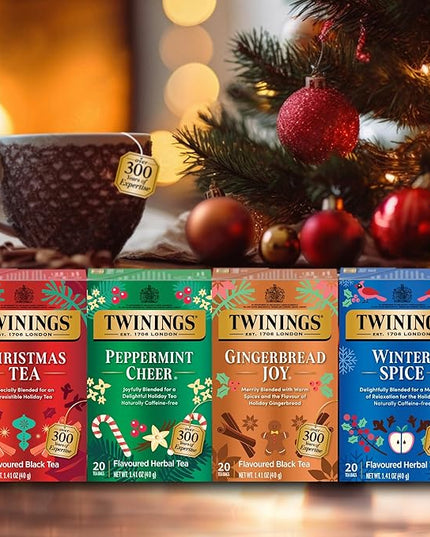 Twinings Gingerbread Joy Black Tea Individually Wrapped Bags, 20 Count (Pack of 3), Ginger & Cinnamon, Caffeinated, Enjoy Hot or Iced | Packaging May Vary