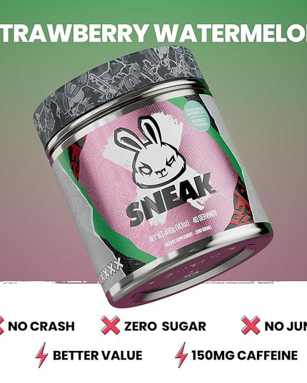 SNEAK Energy Drink Powder | Strawberry Watermelon | No Sugar. No Nasties. Just Natural Caffeine, Focus-Boosting Nootropics | 40 Servings