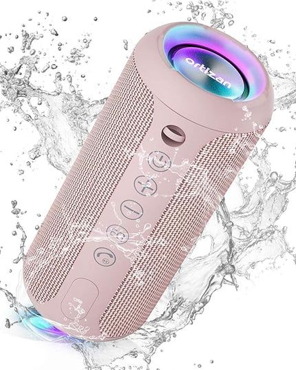 Ortizan Portable Bluetooth Speakers, IPX7 Waterproof Wireless Speaker with 24W Loud Stereo Sound, Deep Bass, Bluetooth 5.3, RGB Lights, Dual Pairing, 30H Playtime for Home, Outdoor, Party