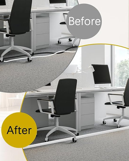Floor Cord Cover 10FT Cord Covers for Wires on Floor Protect Wires & Prevent Trip Hazards, Easy to Cut for Home, Office, School, Concerts, Cavity W0.6in x H0.32in