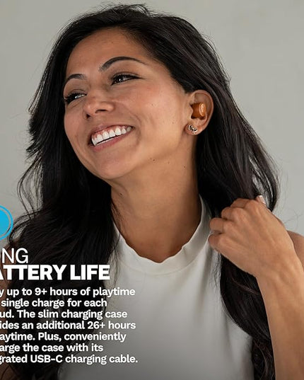 JLab Go Air Pop+ Tones True Wireless Earbuds, in Ear Headphones, Bluetooth Earphones, 35H Playtime Ear Buds, Bluetooth Earbuds with Microphone, USB-C Charging Case, Dual Connect, EQ3 Sound, (7572 W)