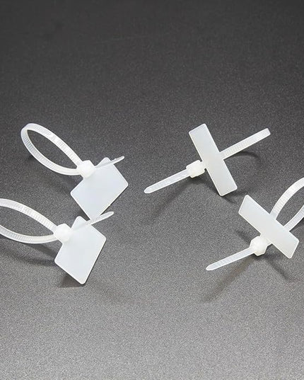 REXUS Plastic Cable Tie With Outer Label 100 Pcs Write on Tags Wire Zip Ties Cable Mark Tags 3 x 100mm Nylon Power Marking Label Binding Strap(CT_PL_LO100)