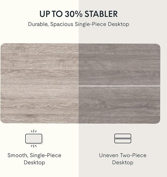 FLEXISPOT EN1 One-Piece Standing Desk 60 x 24 Inches Height Adjustable Electric Desk (Silver Frame + Grey Wood Grain Top, 2 Packages)